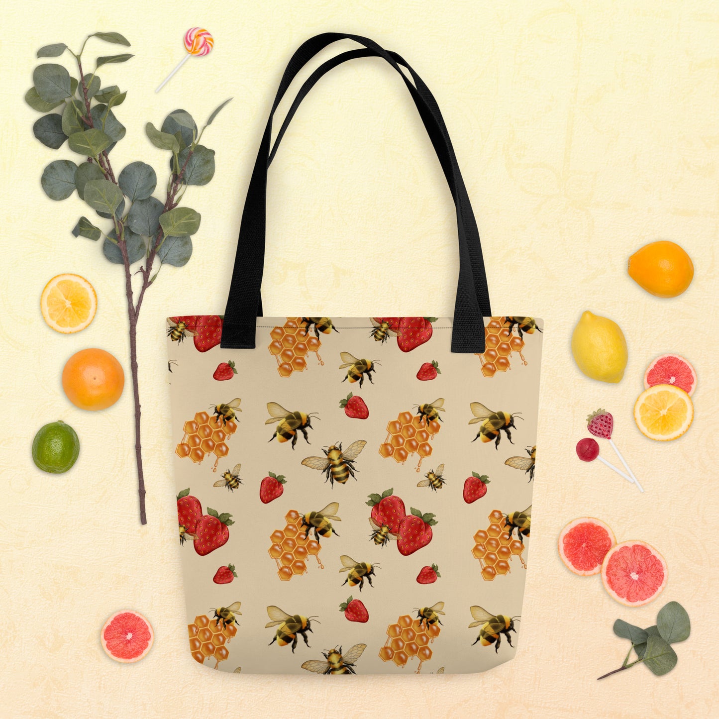 Bees & Berries Tote Bag (light)