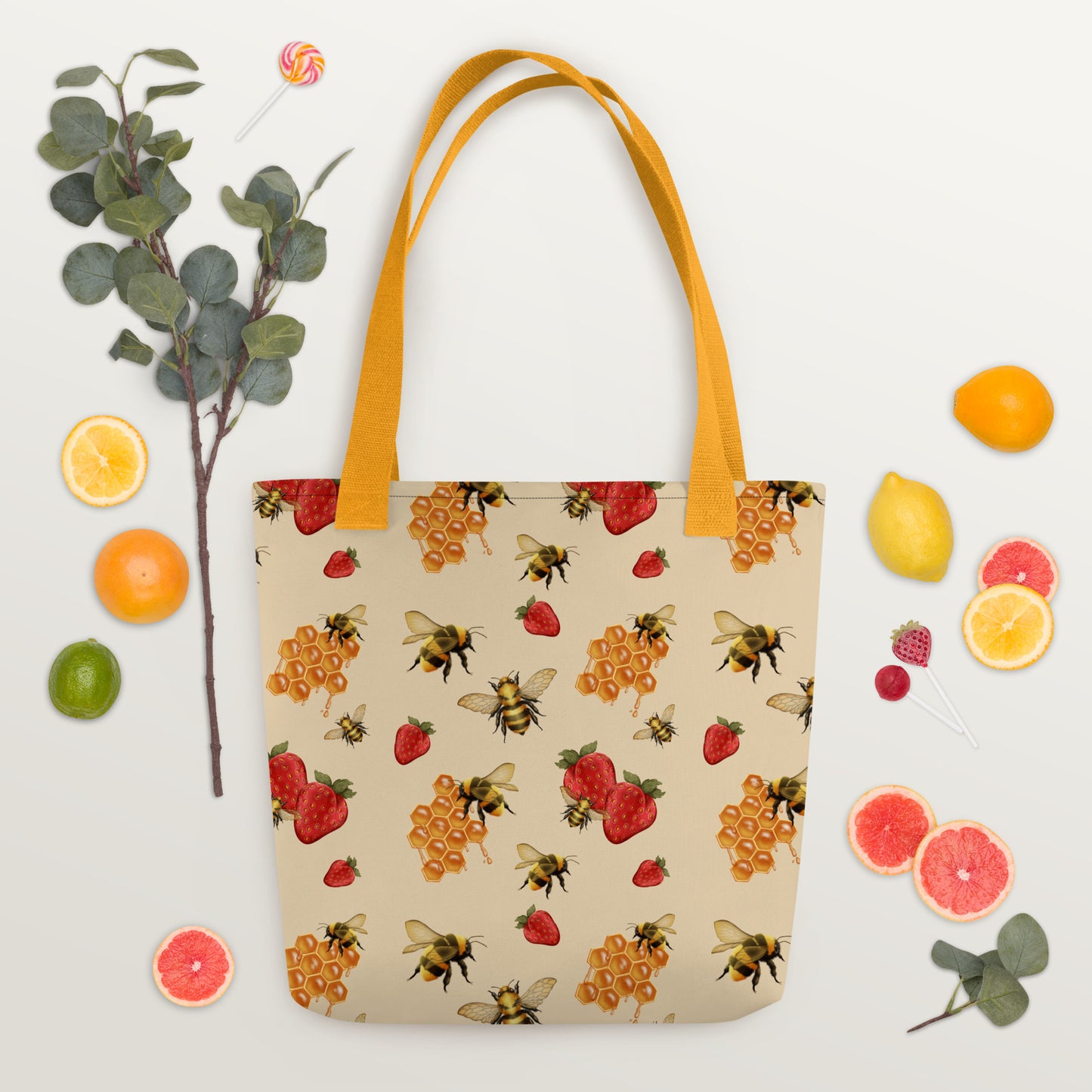 Bees & Berries Tote Bag (light)