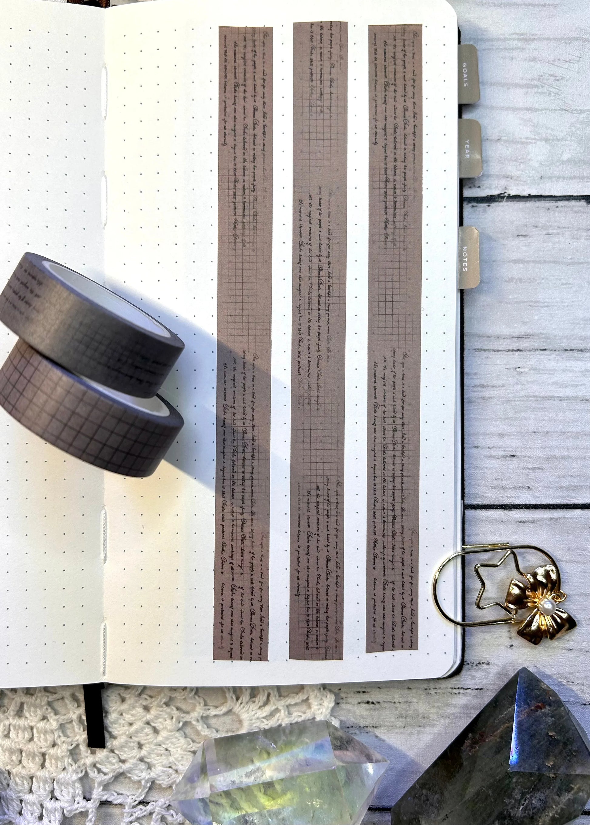 Distressed Text & Grid Washi Tape