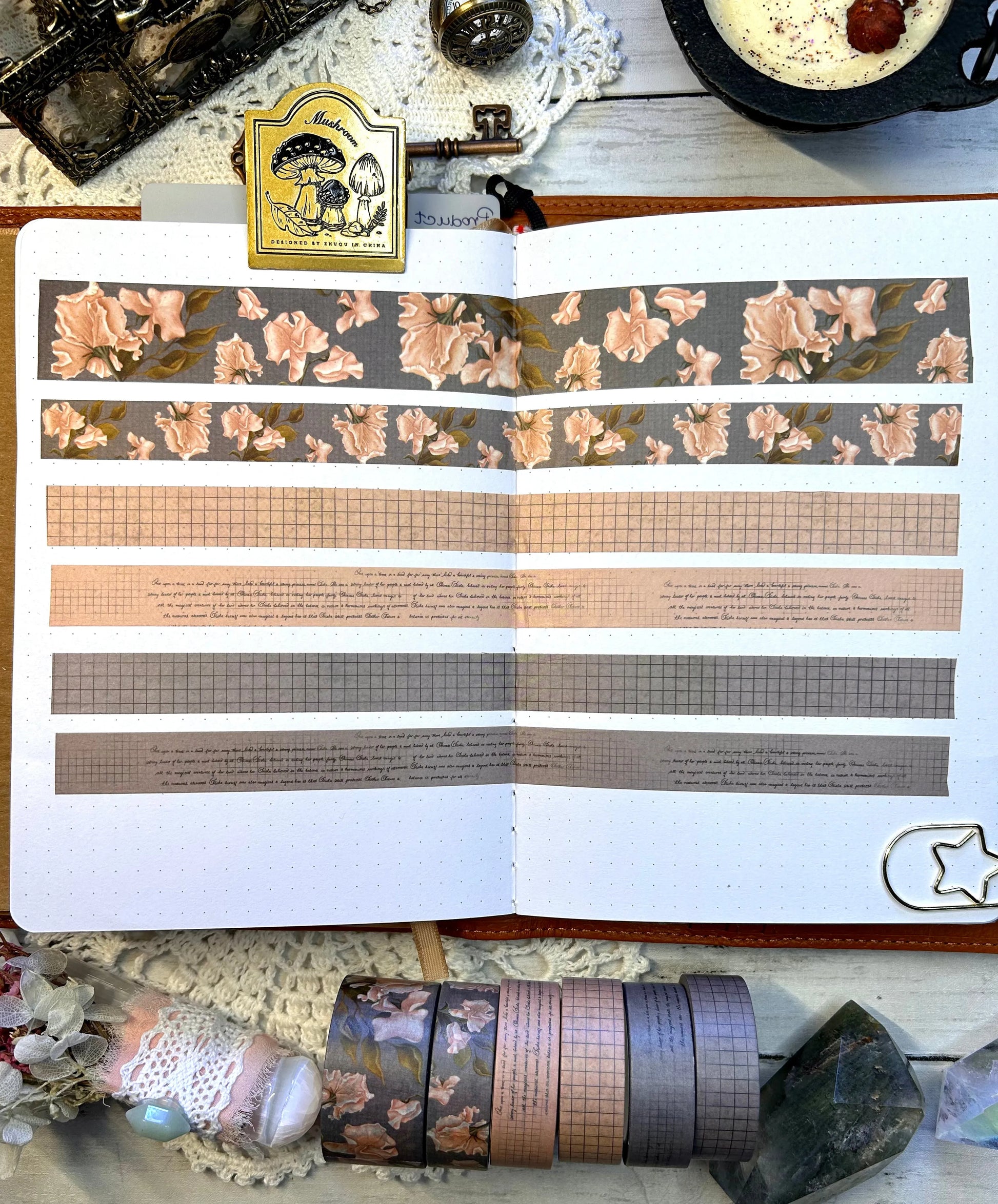 Distressed Text & Grid Washi Tape