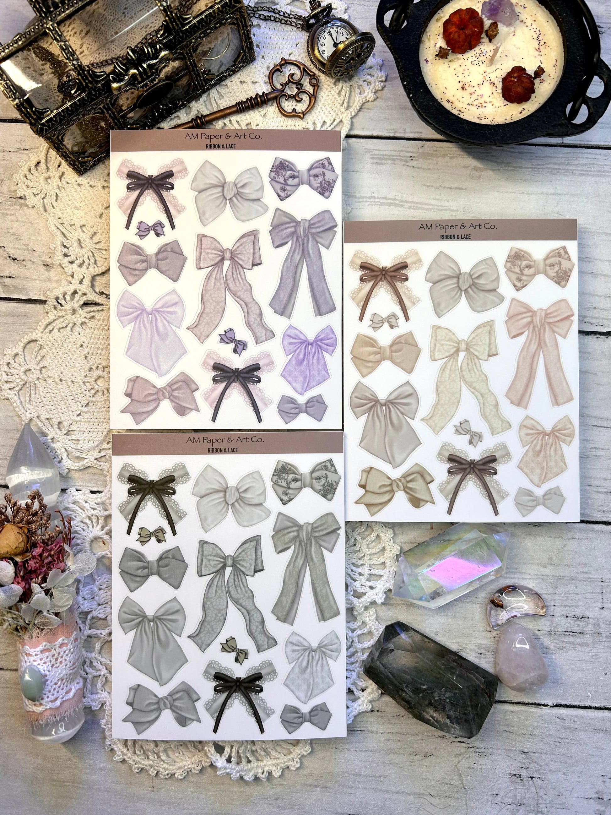 Ribbon & Lace Stickers (3 colour options)