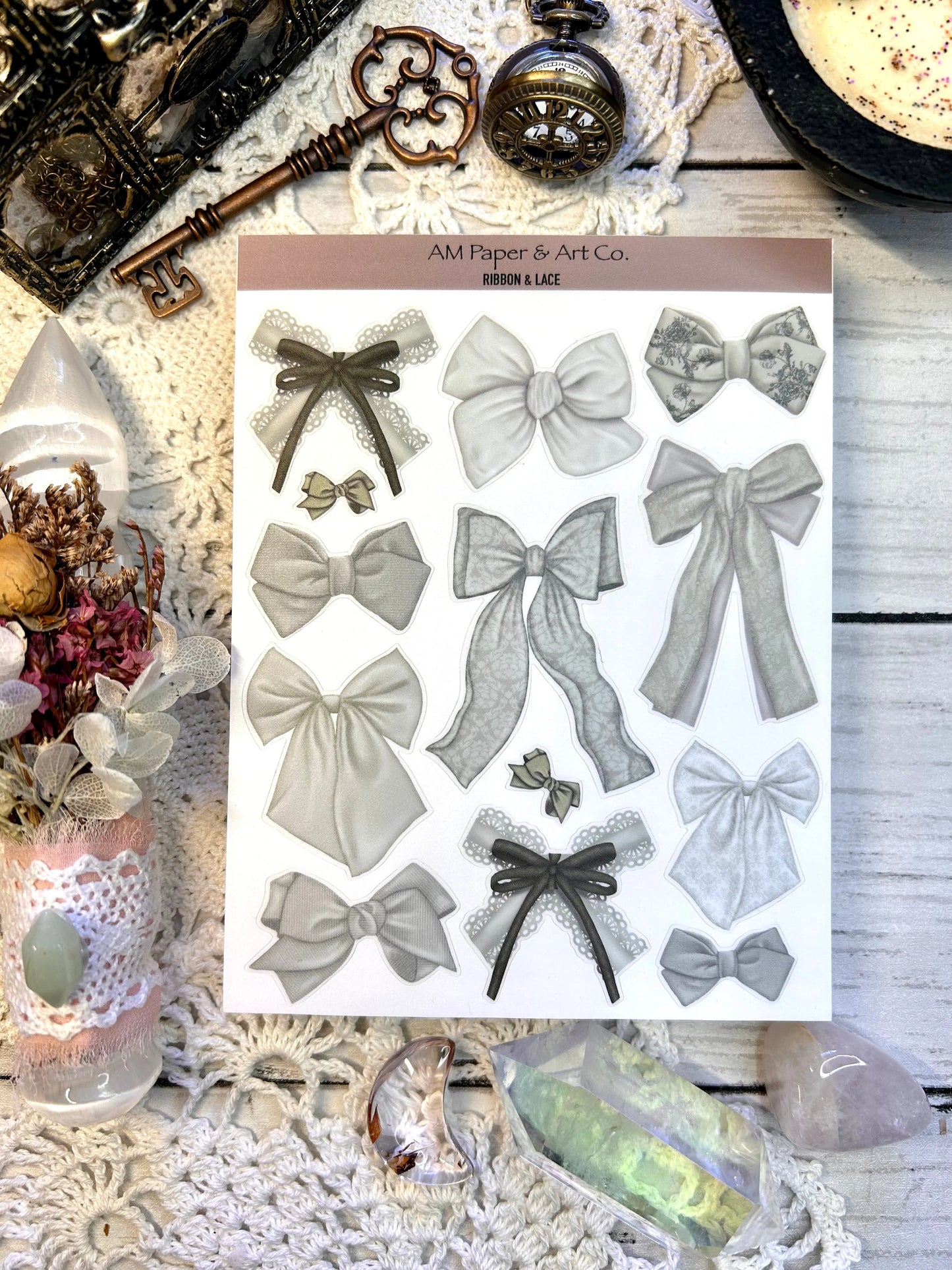 Ribbon & Lace Stickers (3 colour options)