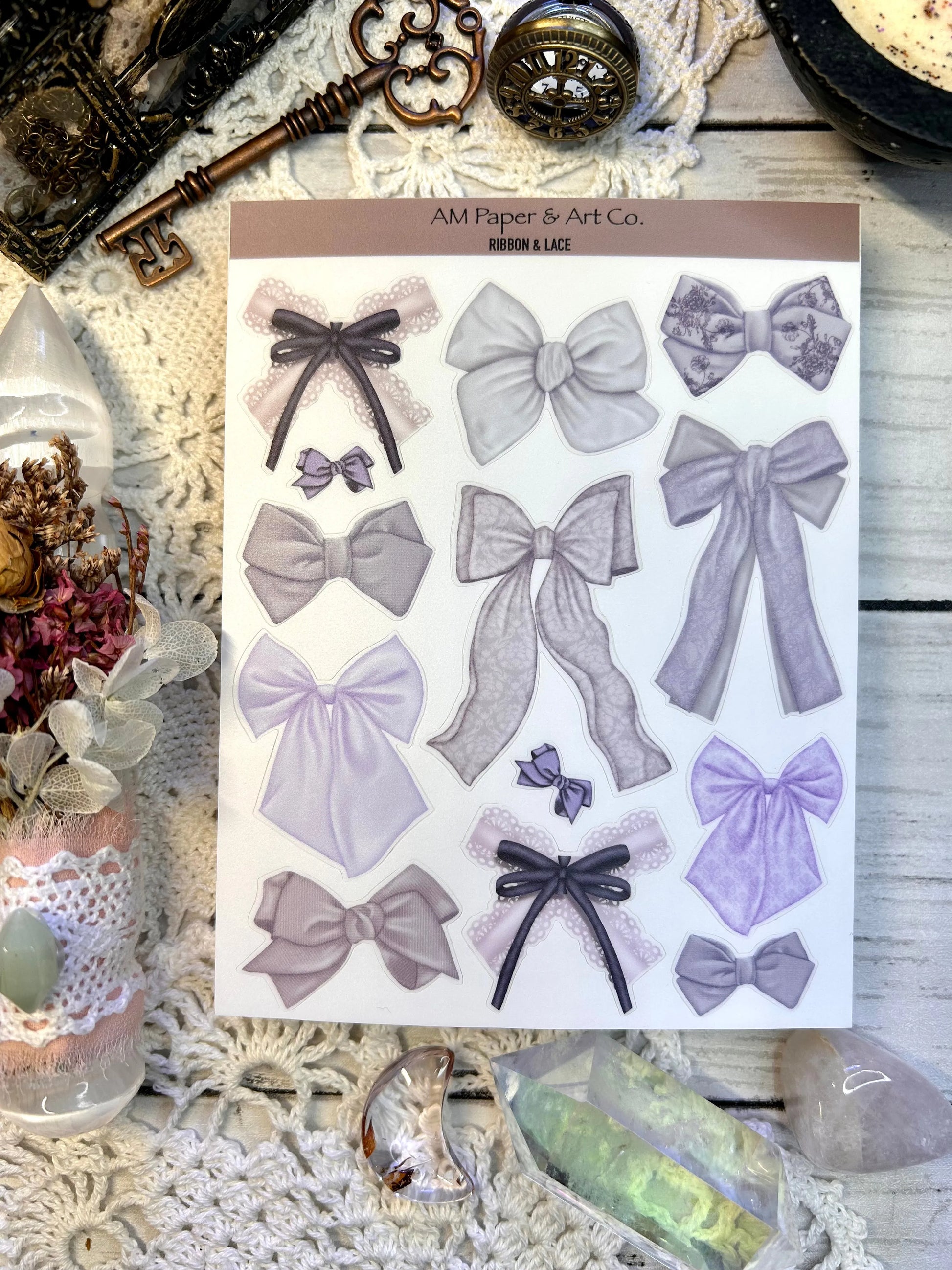 Ribbon & Lace Stickers (3 colour options)