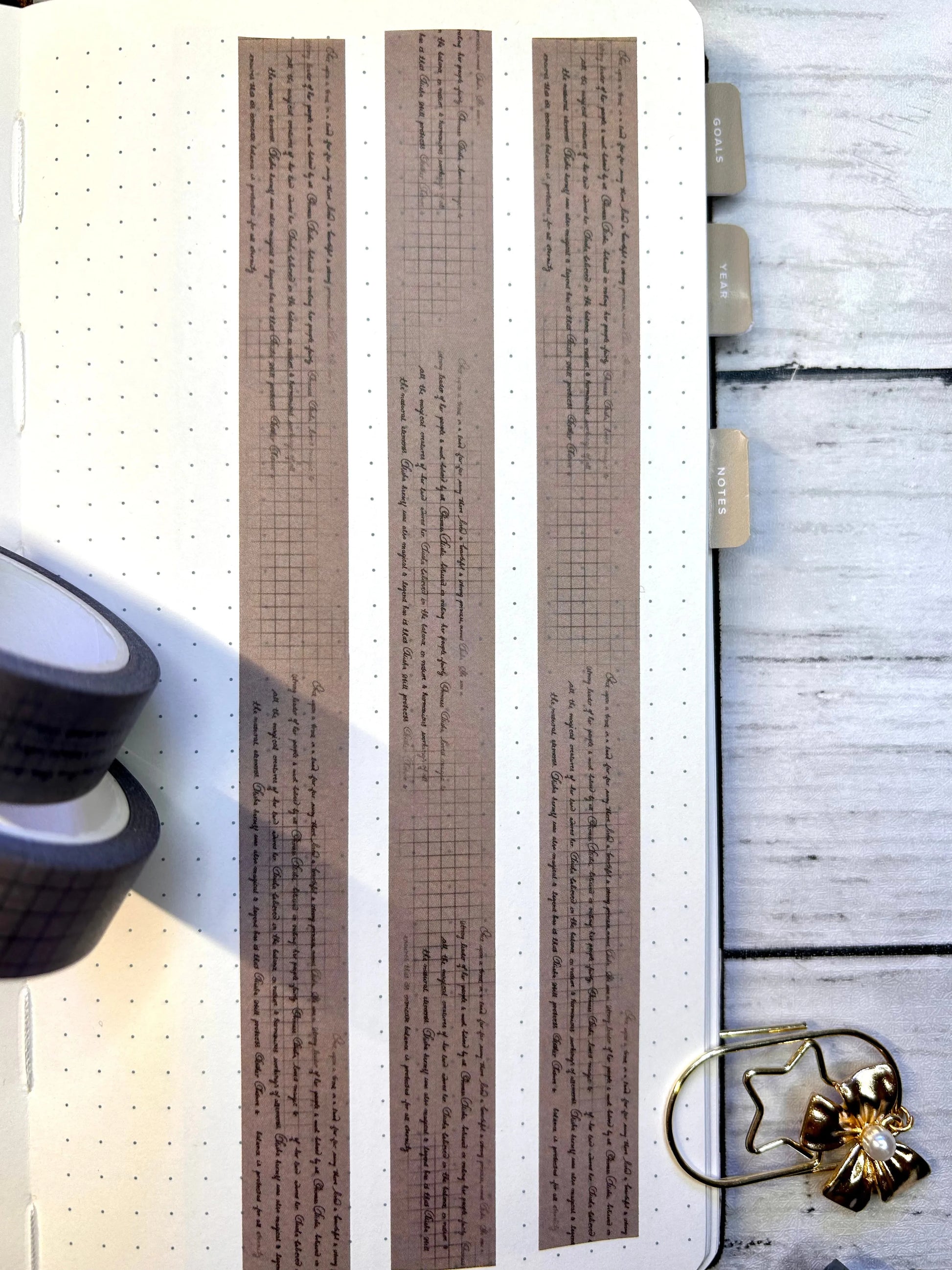 Distressed Text & Grid Washi Tape