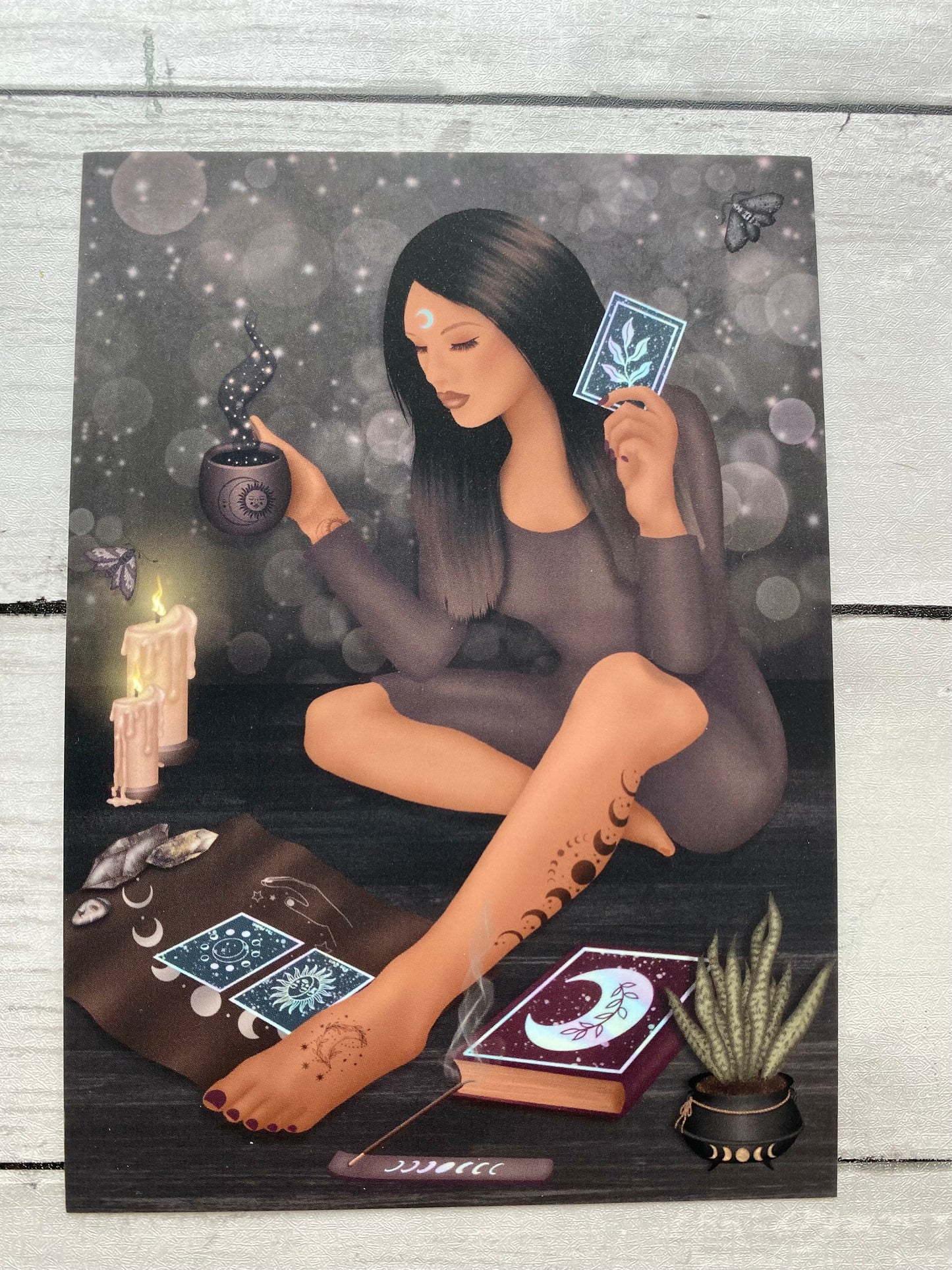Tarot Reading Art Print/Postcard - Black