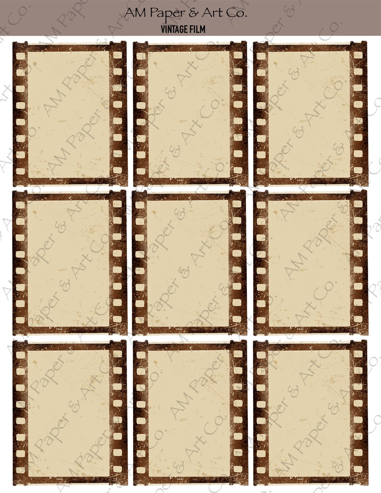 Film Strip (Sepia) Printable Stickers