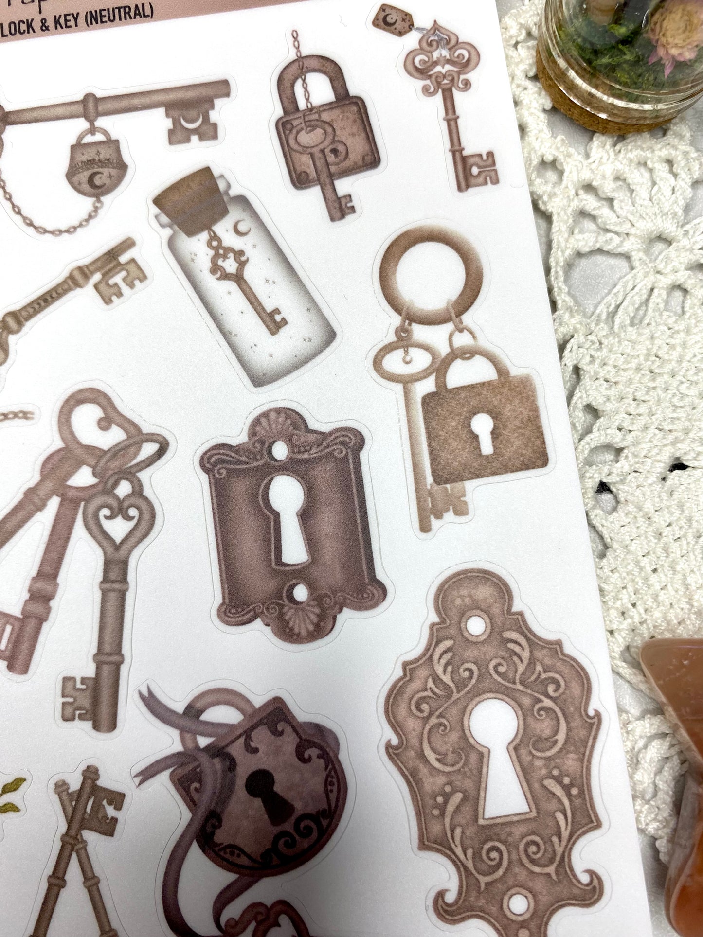 Lock & Key Stickers (Brown and Grey options)